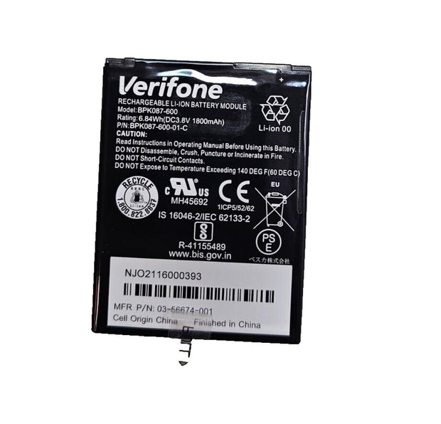 NEW Genuine Verifone LI-ON Battery BPK087-600 3.8V 1800mAh For Use w/ E285 IPAY