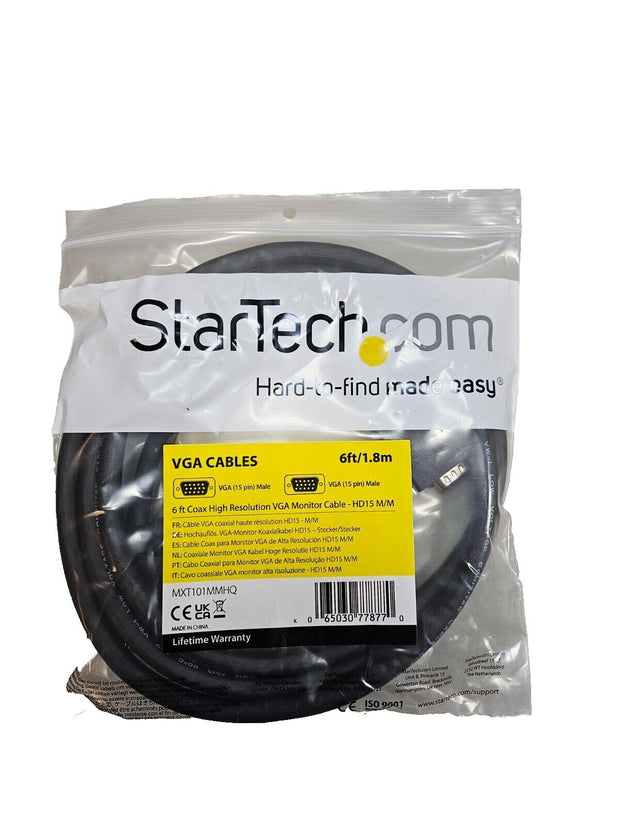 Startech 6ft High Resolution VGA HD15 Video Monitor Cable Male-Male 1920x1200