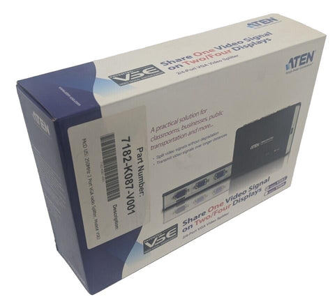 New Aten VS82A 2/4-Port VGA Video Splitter, 1920x1440 High Def, Complete