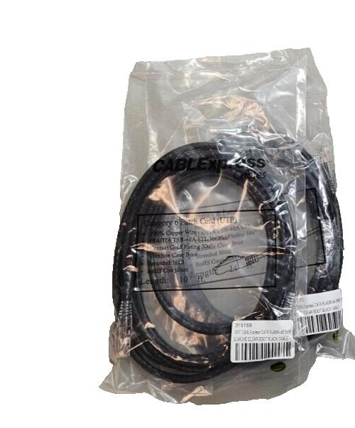 Bulk Lot 100 pcs 10ft Cat6 RJ45 Ethernet Cables Black, Gold Plated, Sealed