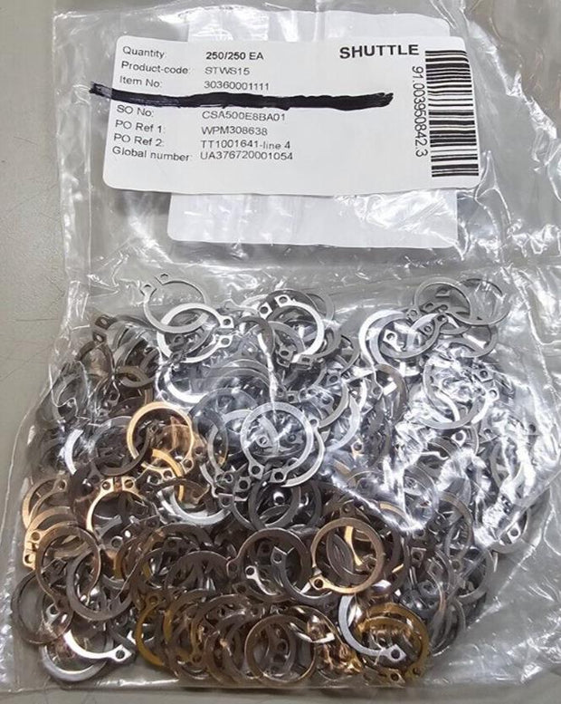 250PCS Mitsumi STWS15 External C-Type Retaining Rings, For 15mm Shaft/Bore, 304