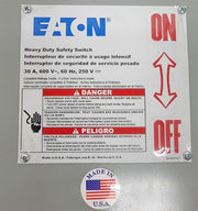 New Eaton DH361URK 3Pole 30 Amp 600VAC, 250VDC Heavy Duty Safety Switch