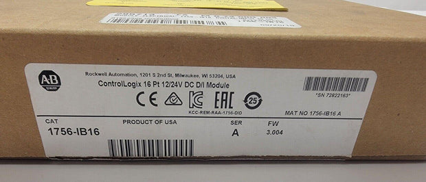 New Allen Bradley 1756-IB16 Sr A ControlLogix 16 PT 12/24V DC D/I Module