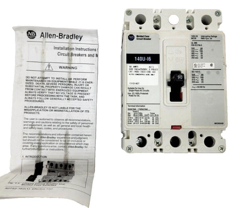 Allen Bradley Molded Case Circuit Breaker 140U-I6 90A 600VAC 3 Pole 140U-1C3-C90