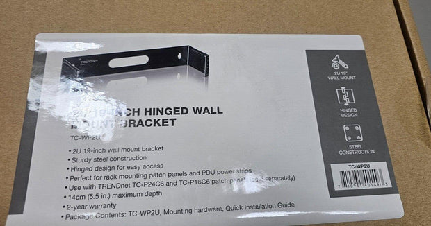 TRENDnet TC-WP2U 2U 19-inch Hinged Wall Mount Bracket For Patch Panel / PDU's