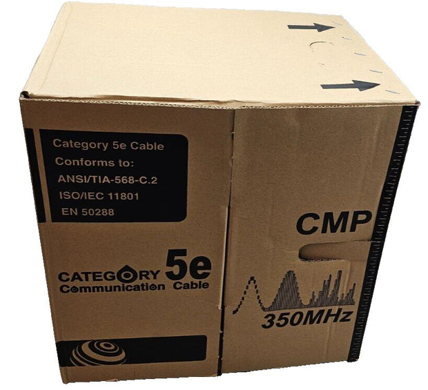 New in Box 1000ft Cat5e Plenum UTP 24AWG 350Mhz Ethernet Cable, CMP, YELLOW