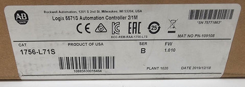 Allen-Bradley Logix 5571S Automation Controller 2/1M 1756-L71S 2019 - New Sealed