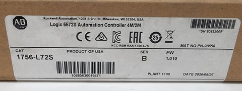 Allen-Bradley Logix 5572S Automation Controller 4M/2M 1756-L72S 2020- Sealed