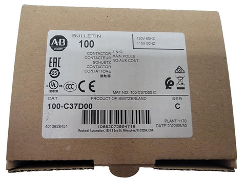 Allen Bradley Bulletin 100 Contactor 100-C37D00