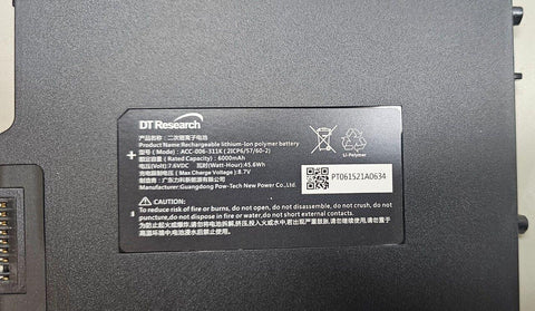 New Genuine DT Research ACC-006-311 Battery Pack for DT301, DT311 Series Tablets