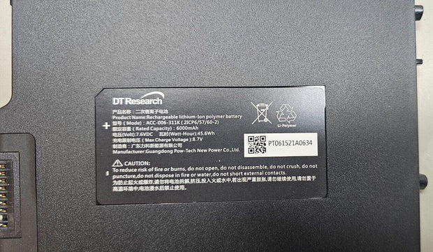 New Genuine DT Research ACC-006-311 Battery Pack for DT301, DT311 Series Tablets