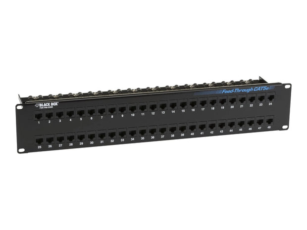 New Black Box PM810A-R2 48 Port Cat5e Feed Through Patch Panel, 2U, Unshielded