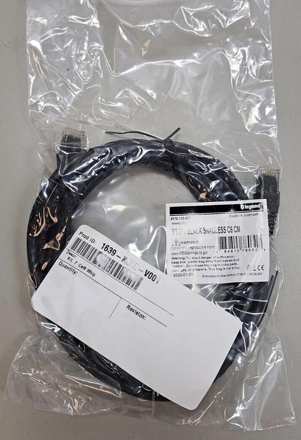 10PCs Legrand 7ft Black Snagless C6 Cable QS Cat6 Ethernet Lan Cables Free Ship