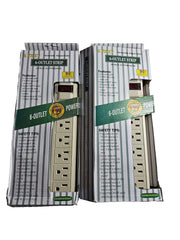 Lot 2 New 6 Outlet Strip Surge Suppressor 120V 6ft, 15Amp, 1875W Heavy Duty