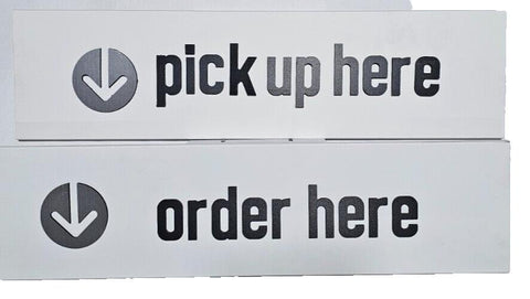 28.5x7.5" Pick Up Here & Order Here Sign Small Business Restaurant, White, Metal