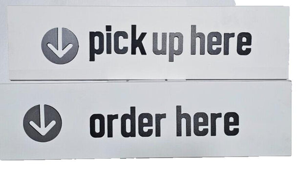 28.5x7.5" Pick Up Here & Order Here Sign Small Business Restaurant, White, Metal