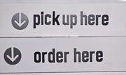 28.5x7.5" Pick Up Here & Order Here Sign Small Business Restaurant, White, Metal