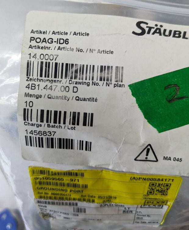 New Staubli 14.0007 POAG-ID/6 Flush Mounted Grounding Panel POM Receptacle S6/25