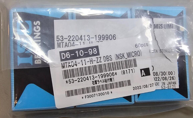 NSK ISC MTA04-11-H-ZZ DBS Small Angular Thrust Ball Bearing 11x8.6x4mm Stainless