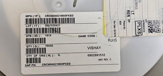 8364pcs Vishay Dale CRCW04021M00FKED 1 MOhms ±1% 0.063W, 1/16W Chip Resistors