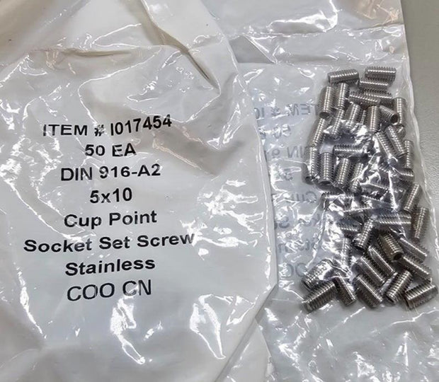 300PCS 92015A121 M5x0.8mm 18-8 10mm L Stainless Steel Cup-Point Set Screw DIN/IS