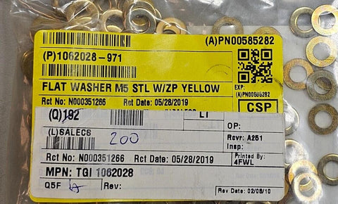 200PCS 951392 M5 Flat Washers, 10mm OD 5.3mm ID, 1mm Thick, Zinc Plated Steel