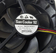 2 PCS San Cooler 92 9A0924H401 92x92x25mm Square Brushless Fan, 2.4W 24V 51.2CFM