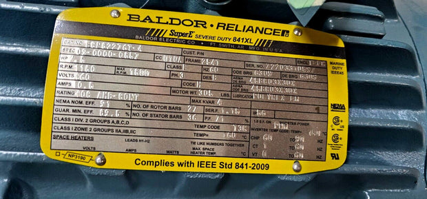 7.5HP Baldor Reliance Super-E Severe Duty Motor 841XL 3PH TEFC XEX (ECP82276T-4)