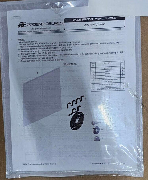 Pro Enclosures WS-YA-VX-42 Windshield Enclosure Kit  For Hyster Yale Forklifts