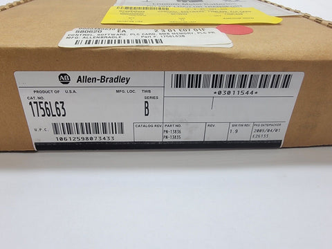 Allen-Bradley 1756-L63 SerB ControlLogix 8MB Processor 2009 Factory Sealed