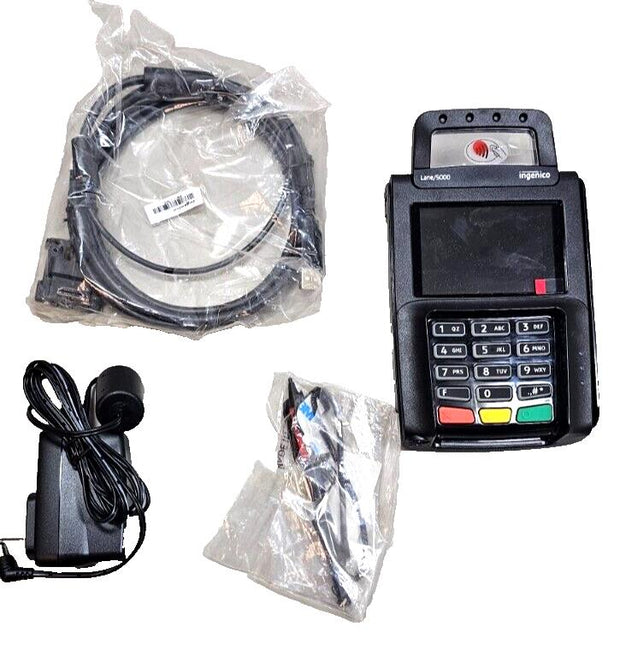 New Ingenico Lane 5000 V3 Payment Terminal w/ PSU, Stylus, Cable, PRB30311574I