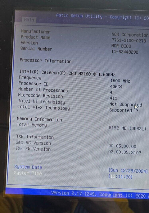 New NCR 7761 P1535 Touchscreen Terminal Display 1.6Ghz, 8GB/120GB, Biometrics W7