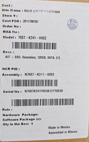 NCR POS XR8 (7607) Secondary SSD Upgrade Kit - Caddy, Adapter, Cables, Screws