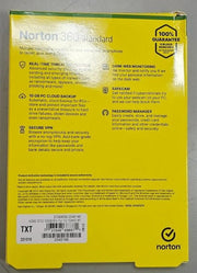 Norton 360 Standard Antivirus, Security, VPN, 1 Device, 1 Year, Sealed Key Card