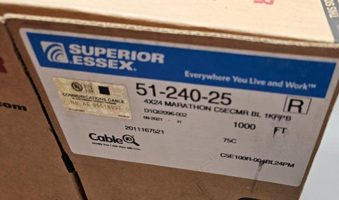 1000ft Superior Essex 51-240-25 Cat5e 24AWG CMR TP Ethernet Cable, Blue, 100-350