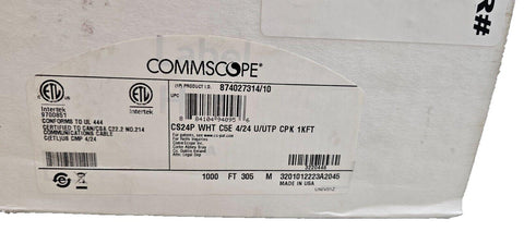 Commscope CS24P Cat5E U/UTP CPK 1KFT Network Ethernet Cable Plenum White /1000ft