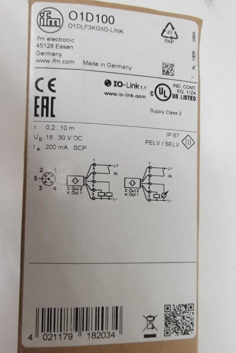 O1D100 O1DLF3KG/IO-LINK IFM Photoelectric Distance Sensor