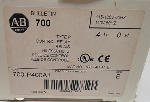 Allen-Bradley Bulletin 700 Type P Control Relay 700-P400A1