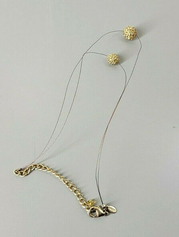 Vtg Chico's Necklace, 2 Strand, w/ 2 Hanging orbs w/ CZ's Gold Colored