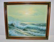 W. Singer Oil Seascape Painting, Waves, Seagulls - 27" x 23.5" Framed, Signed